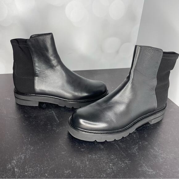 Stuart Weitzman 5050 Lift Bootie Black Nappa Leather Women’s Sz 8 - Picture 3 of 10